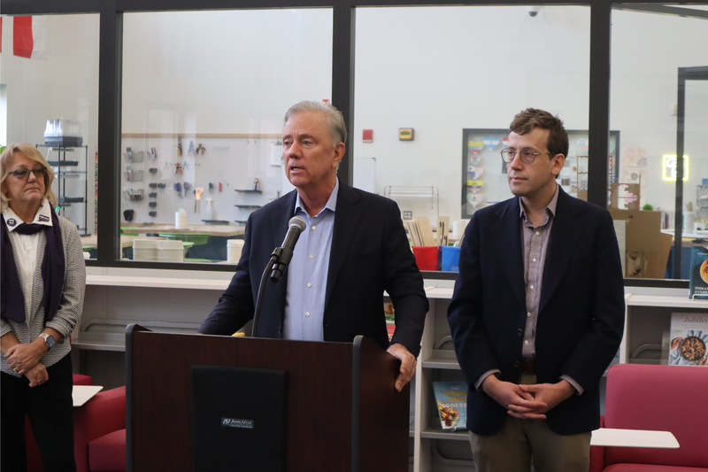 Governor Ned Lamont visits MHS with Middletown's State Senators
