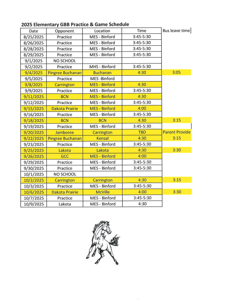 E-GBB Schedule