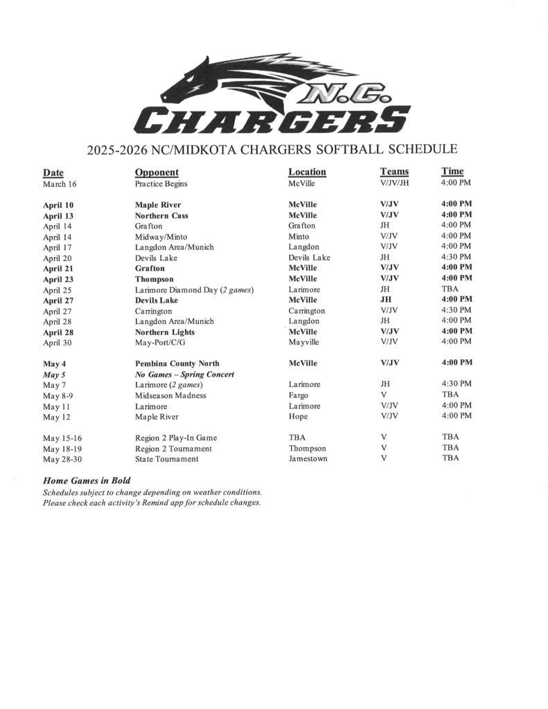 Updated 3.30.26 SB Schedule