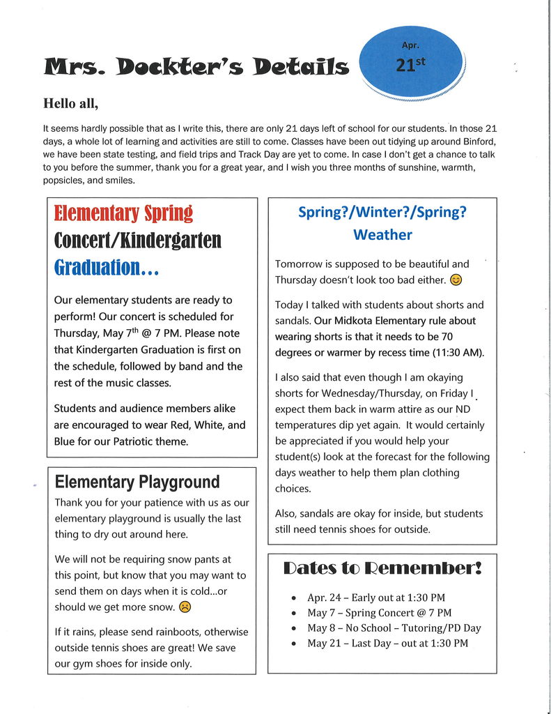 Mrs. Dockter's Details