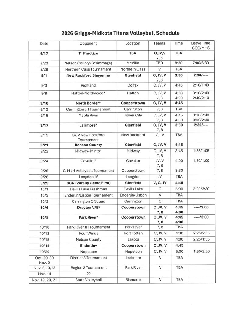 2026 VB Schedule