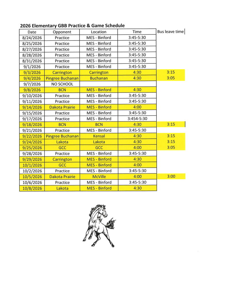 2026 E-GBB Schedule