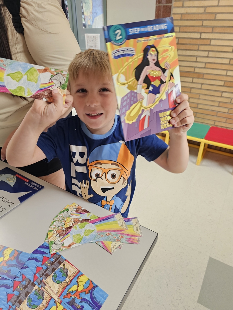 Children getting books.