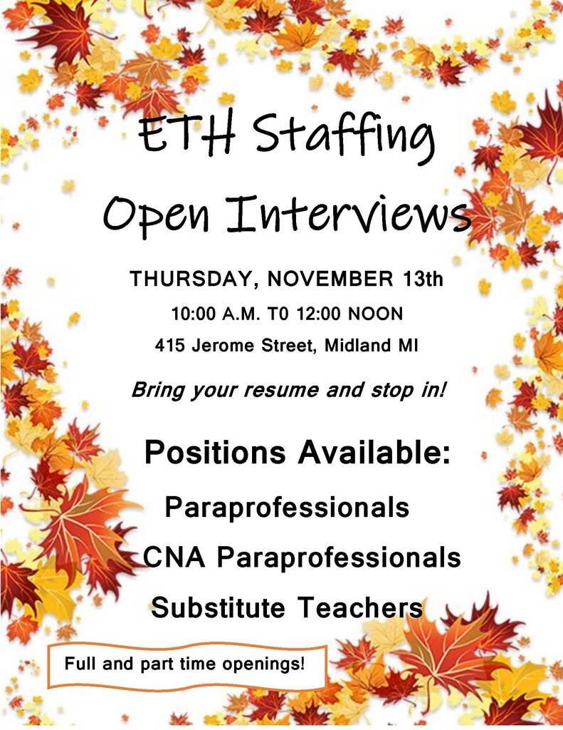 Open interviews Nov. 13