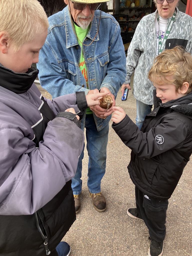 Grandma's Pumpkin Patch Field Trip Holding chicken