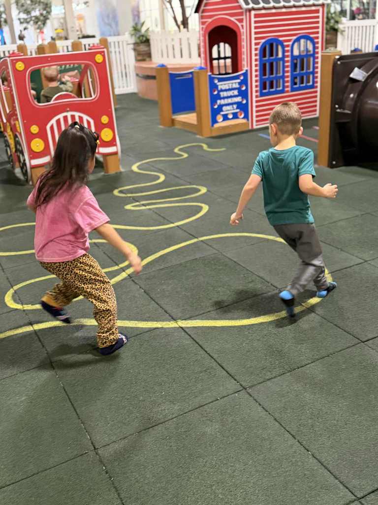 the obstacle course at the indoor playground