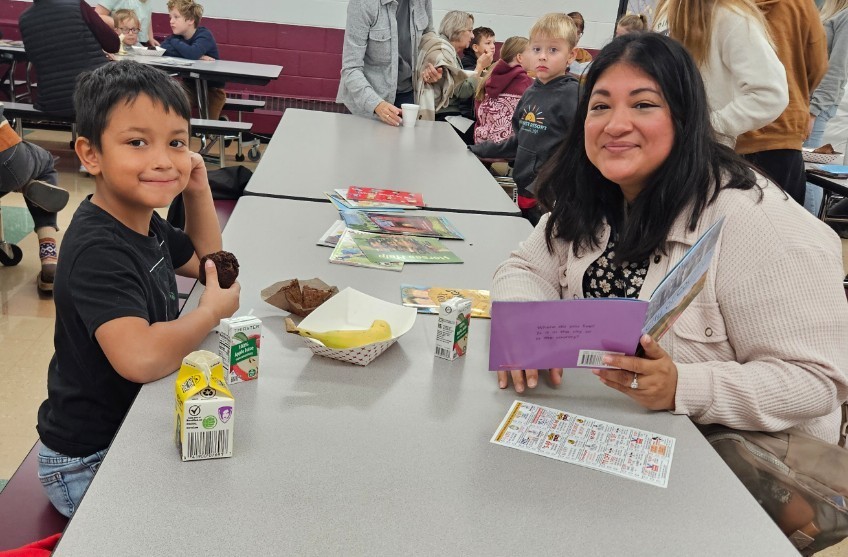 a mom and her son reading