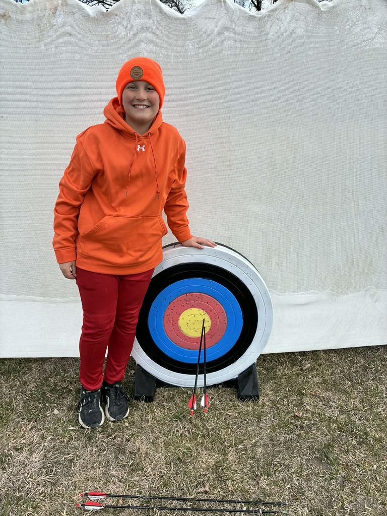 a boy hit his target