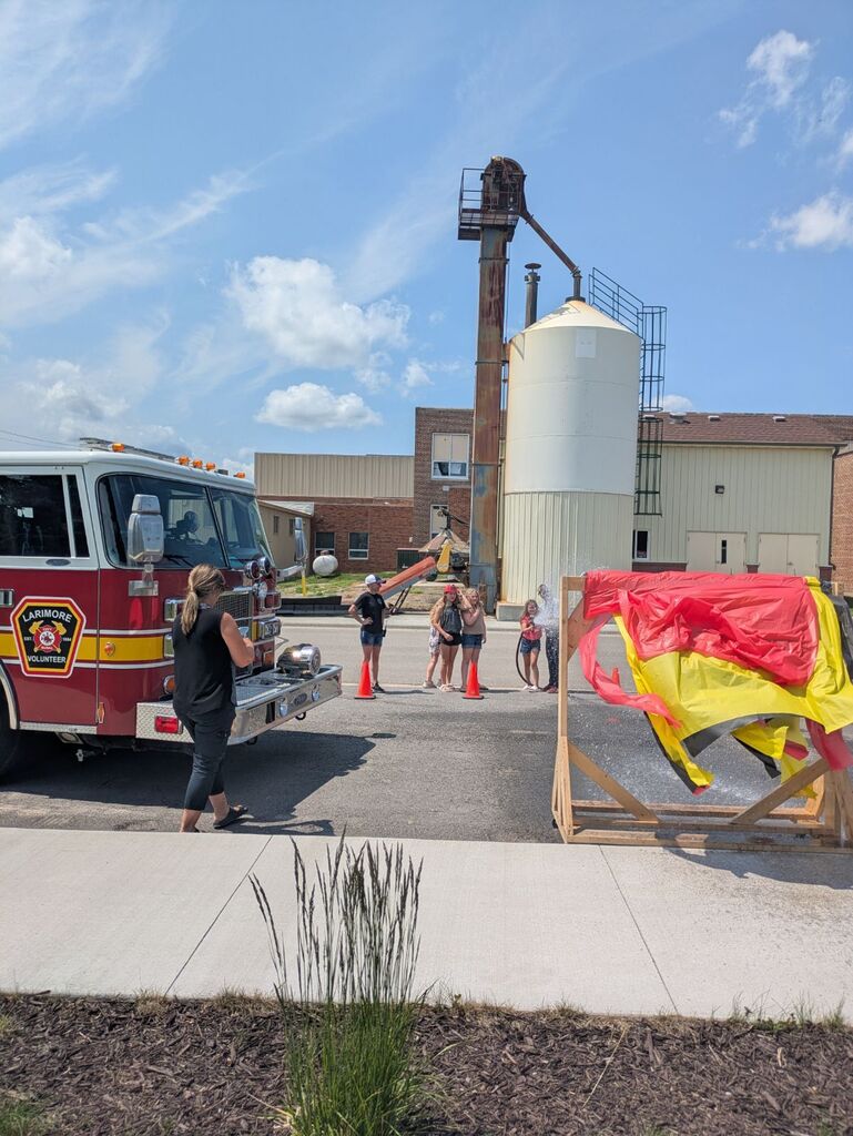 working with the fire fighters.