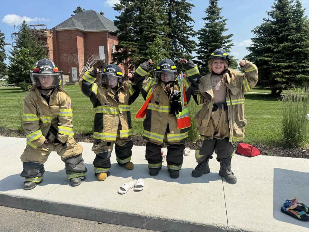 dressed as fire fighters.