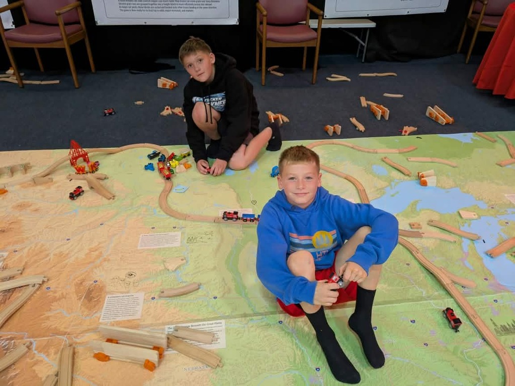kids building on a map