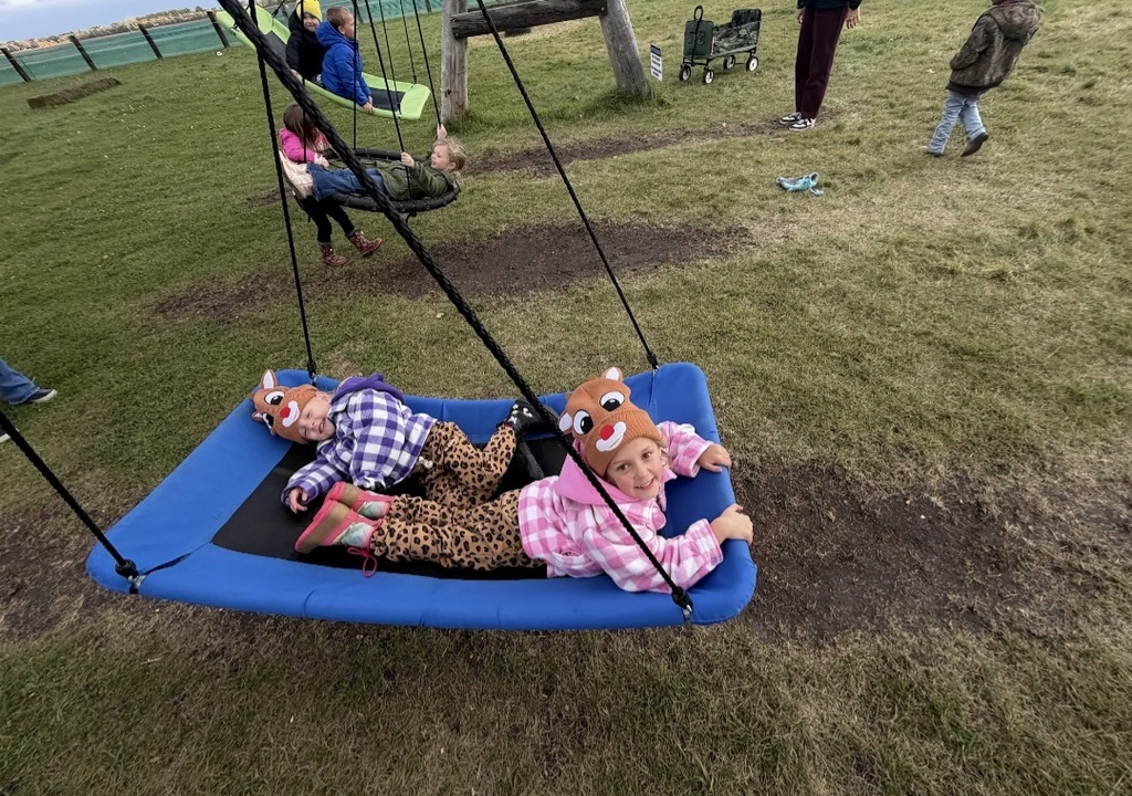 2 girls swinging