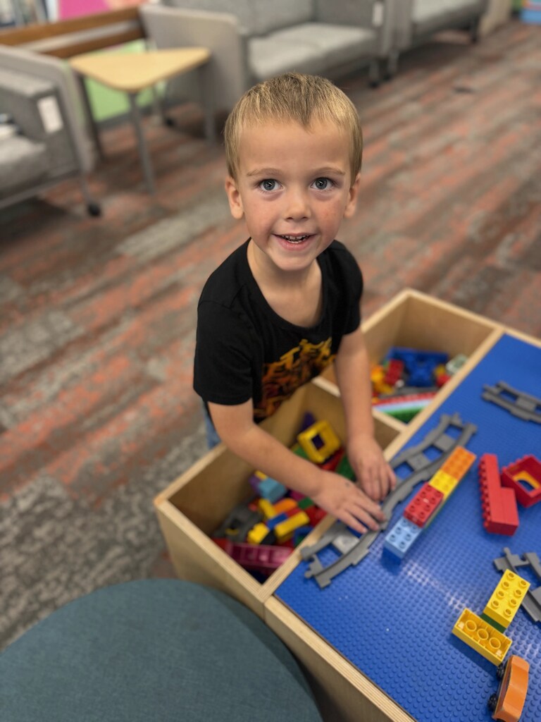 a boy building