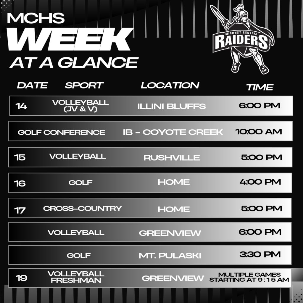 Week at a Glance Sept. 14-19