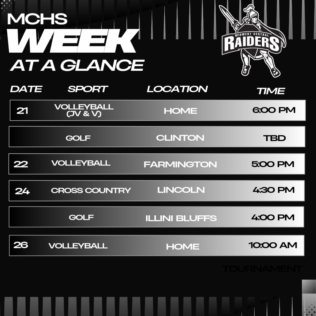 Sept. 21-26 Week at a Glance 
