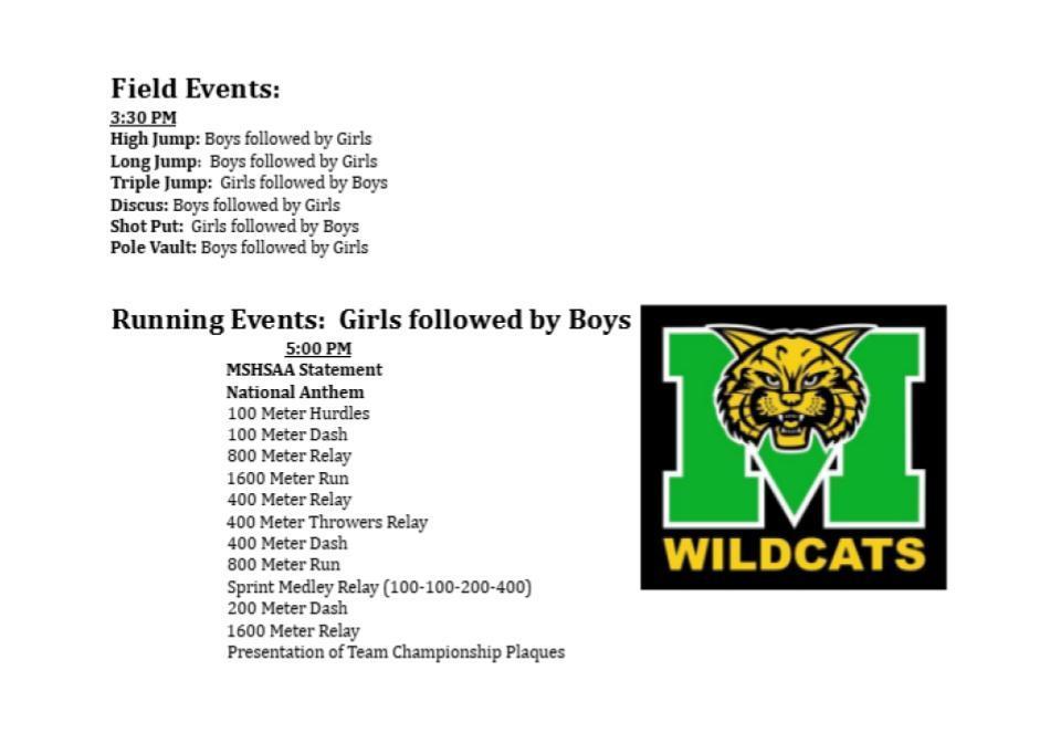 JH Track Meet Schedule