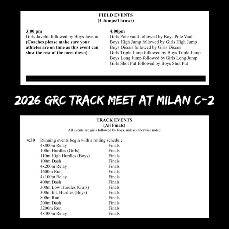 GRC Track Meet Events