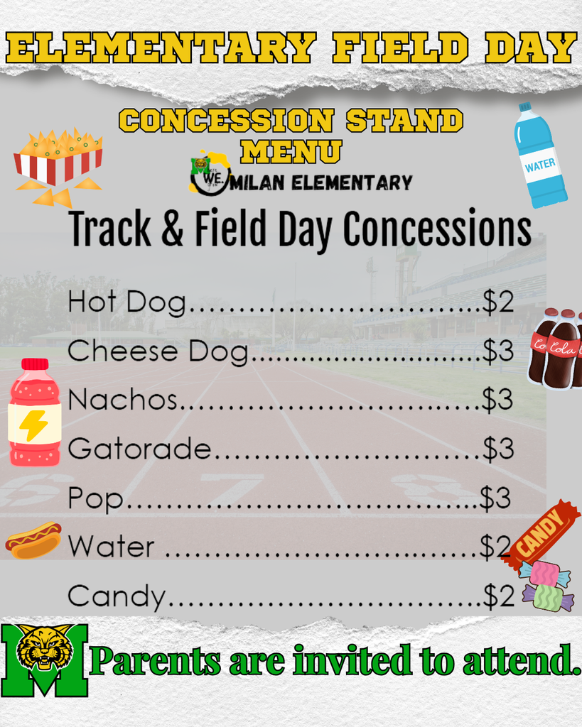 Elementary Field Day Concession Menu