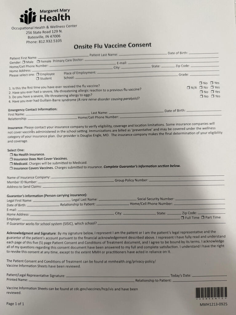 Flu Clinic Form 10/16/26