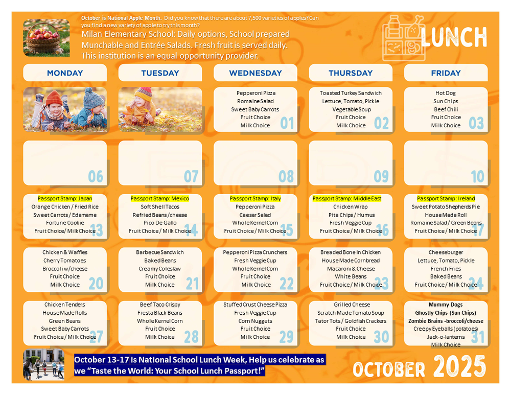 October lunch menu