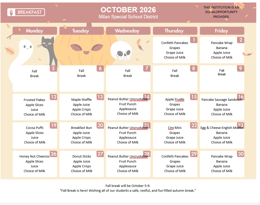 October breakfast menu