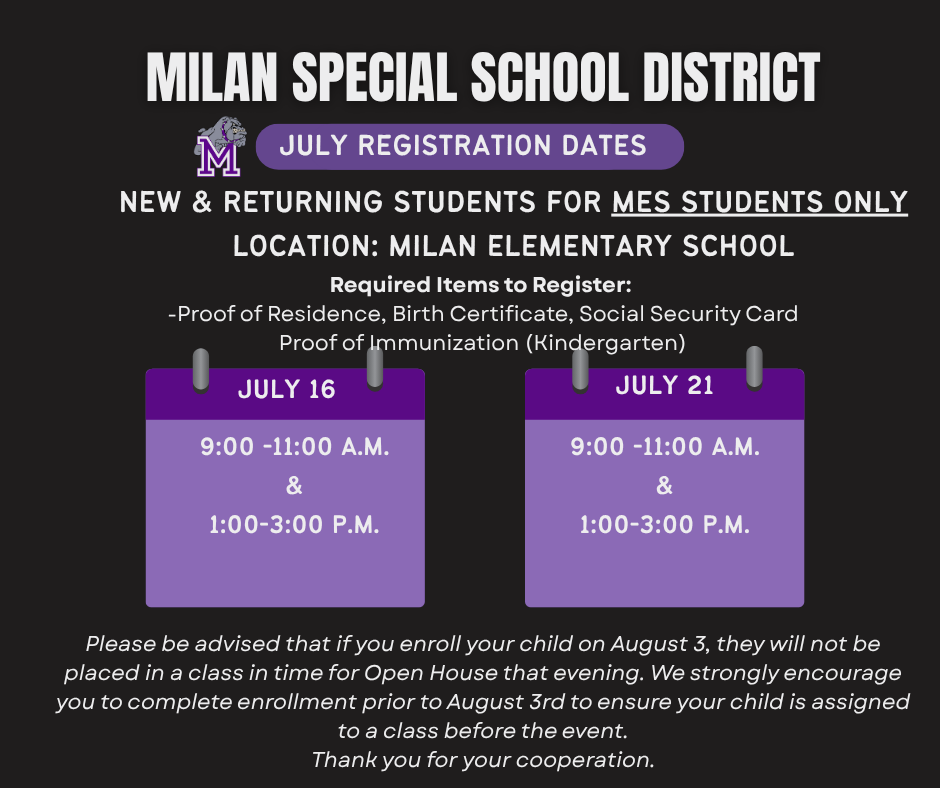 July Registration Dates