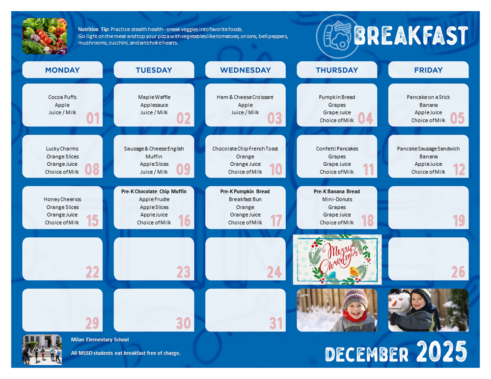 December breakfast menu