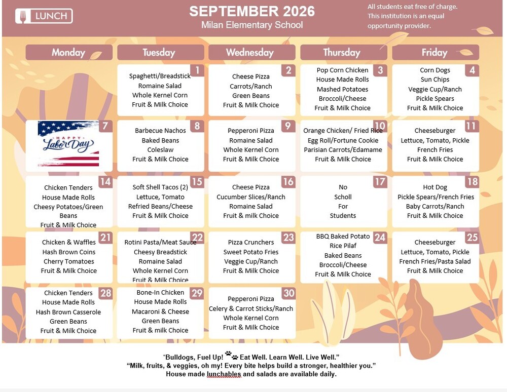September lunch menu
