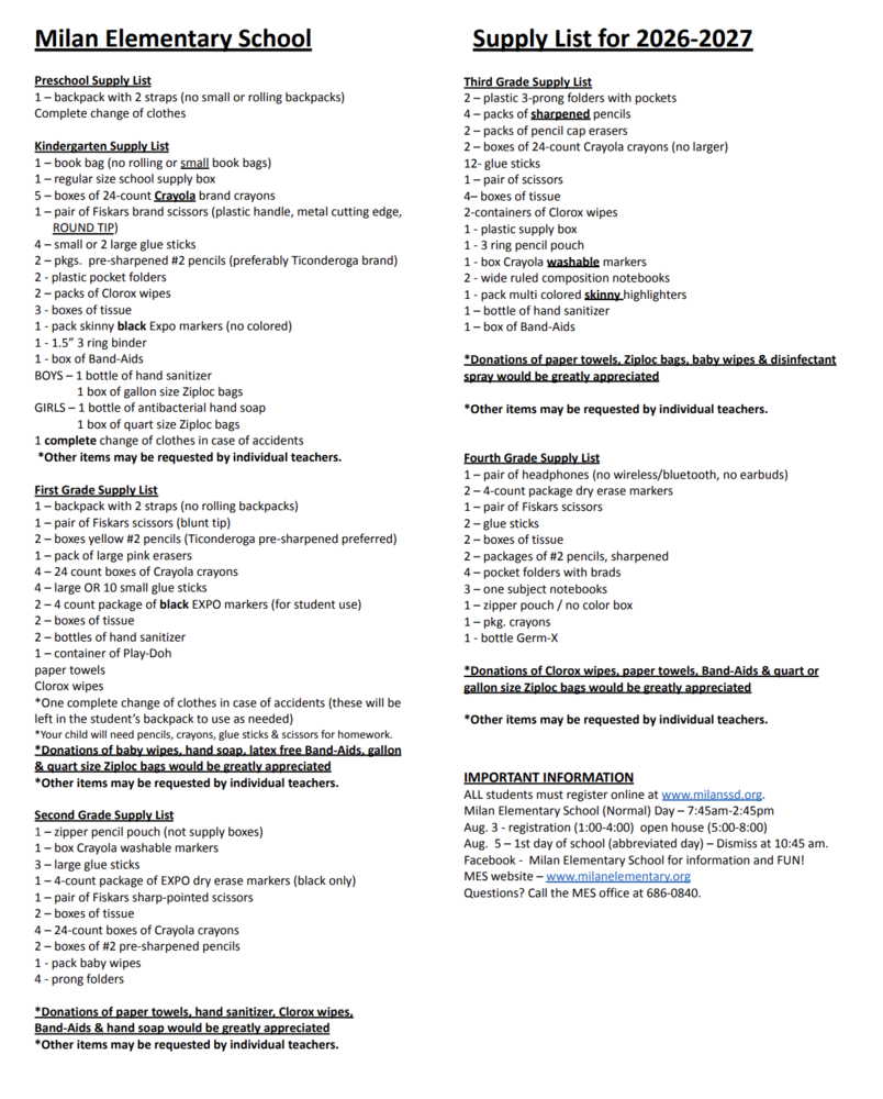 Supply Lists