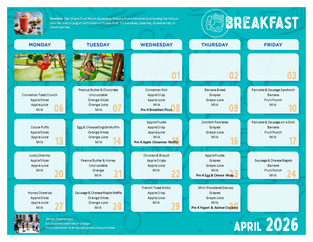 April breakfast menu