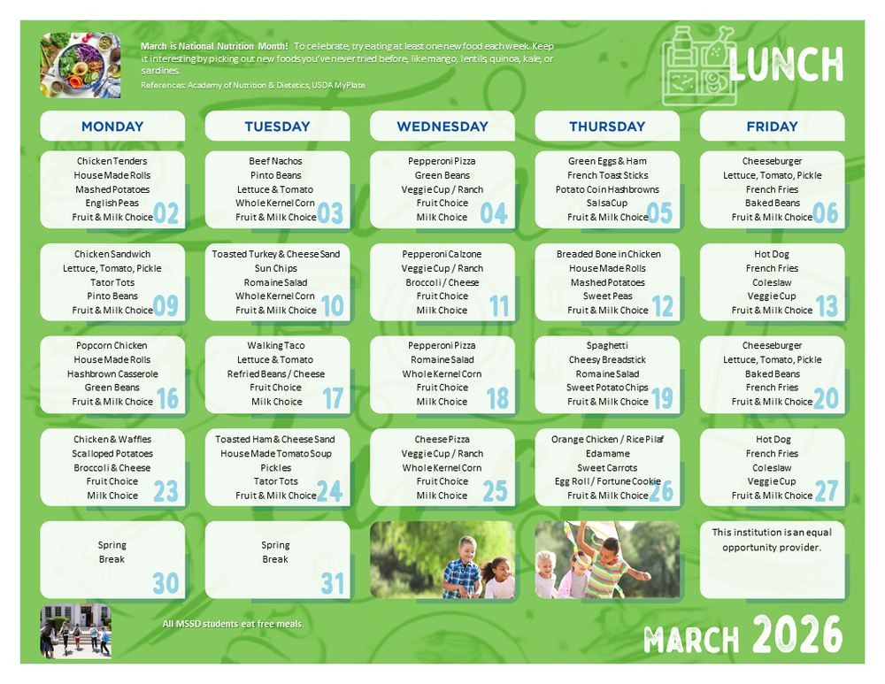March Lunch Menu