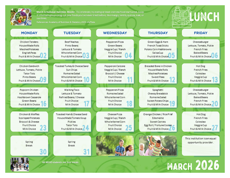 March Lunch Menu