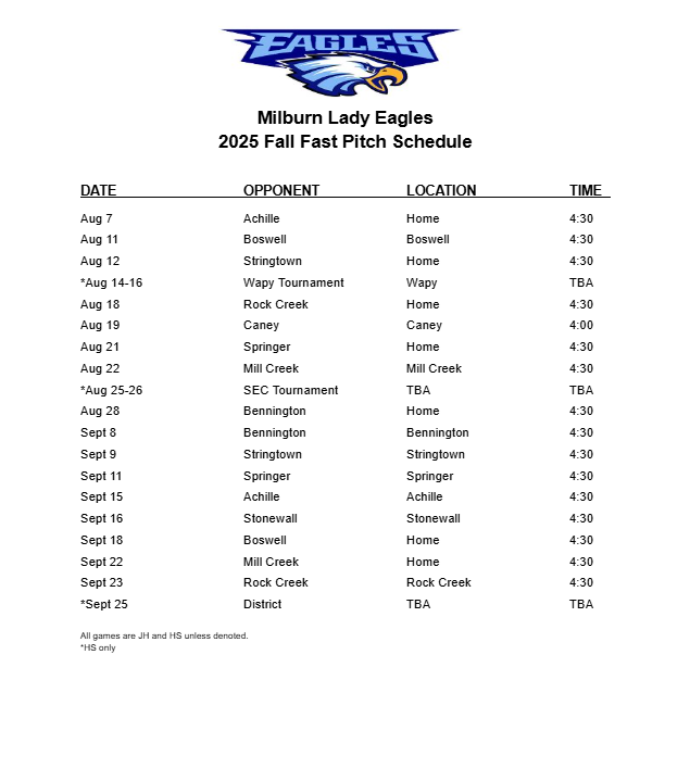 fast pitch schedule