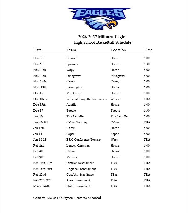 2026-27 Sports Schedules