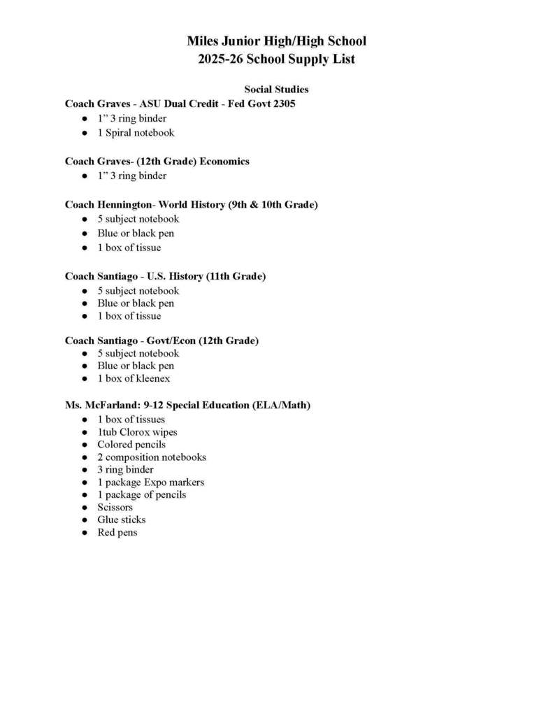 25-26 School Supply List
