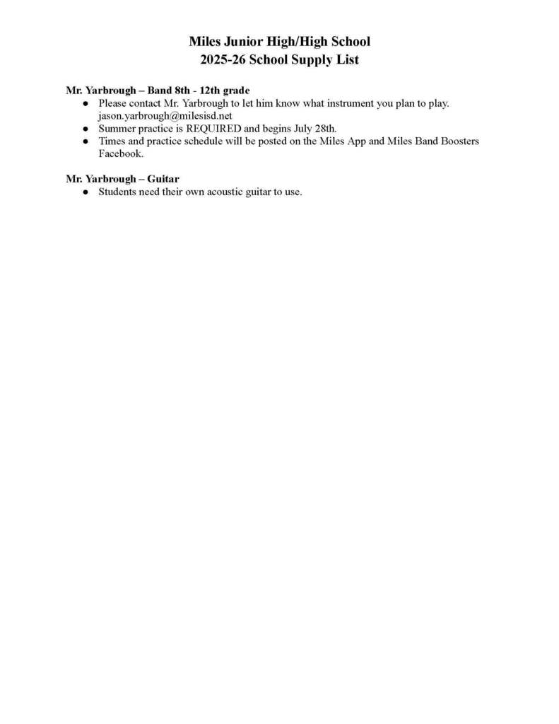 25-26 School Supply List