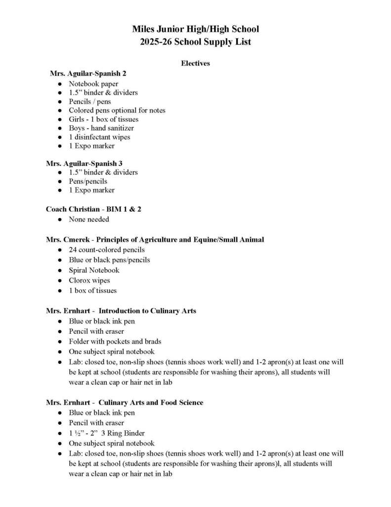 25-26 School Supply List
