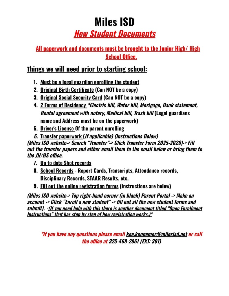MISD-New student information