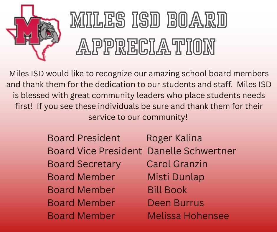 Miles ISD Board Appreciation 