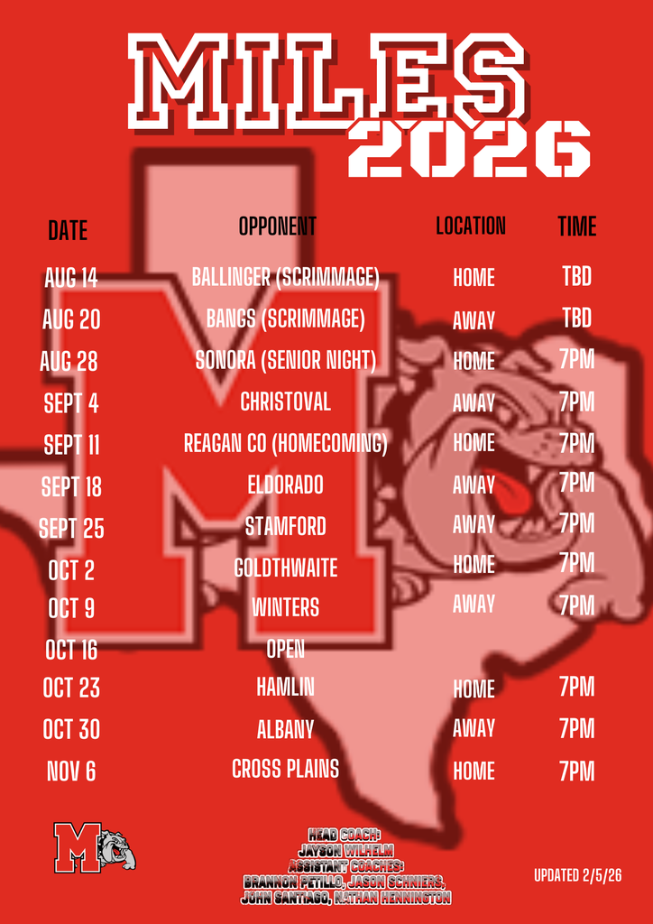 2026 Varsity Football Schedule
