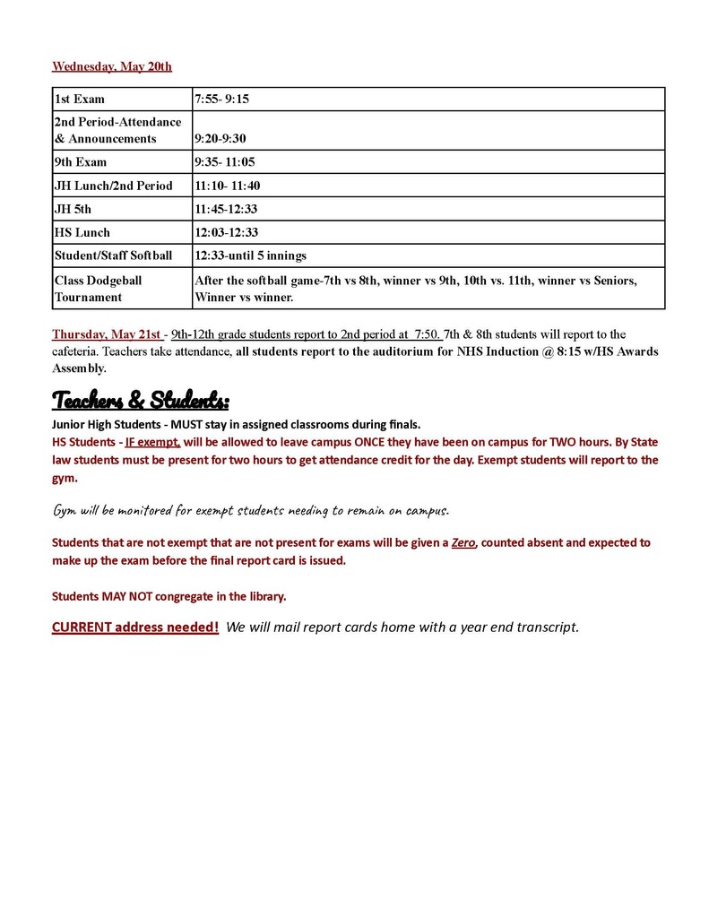Spring Final Schedule-2026
