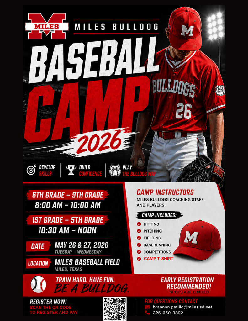 MILES BULLDOG BASEBALL CAMP FLYER
