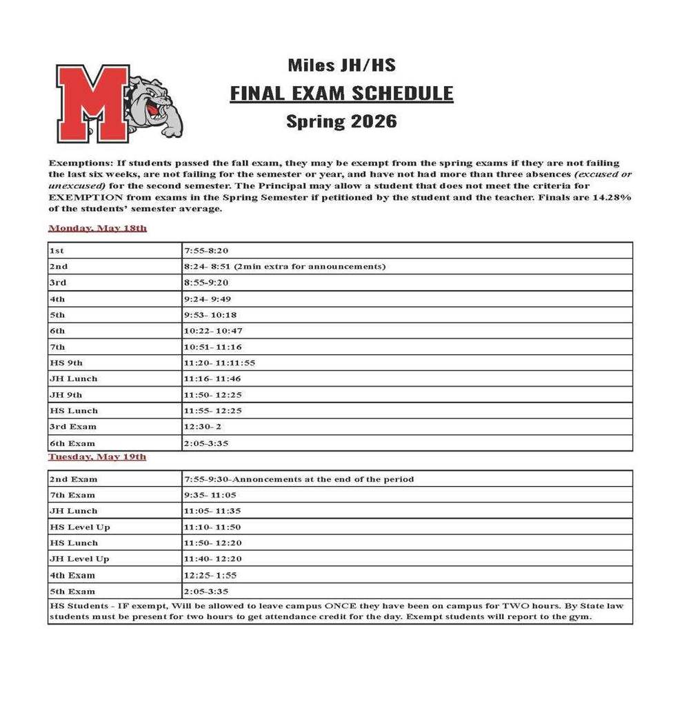 Spring Final Schedule-2026