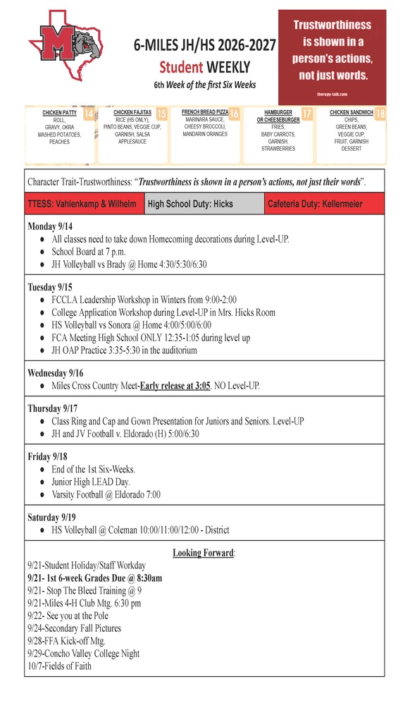 Secondary Student Weekly-6