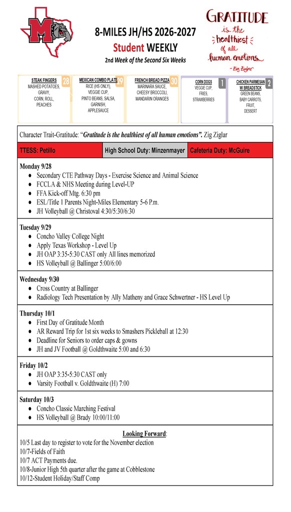 Secondary Student Weekly-8