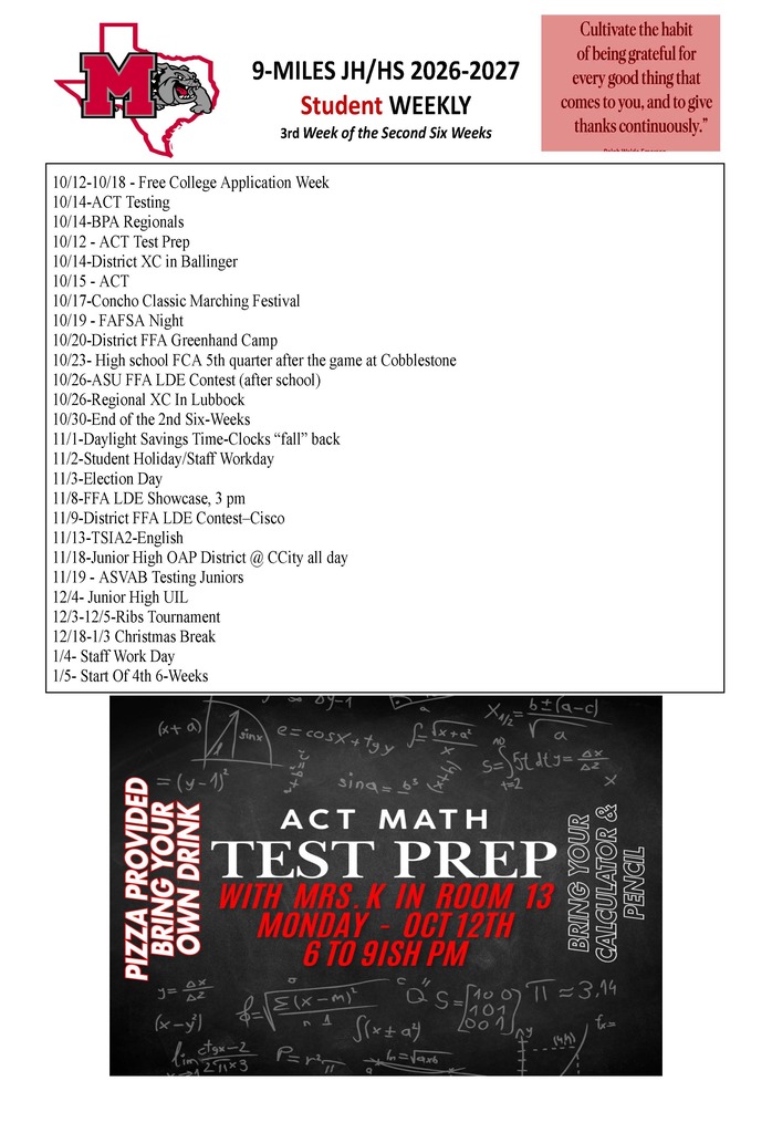 Secondary Student Weekly-9