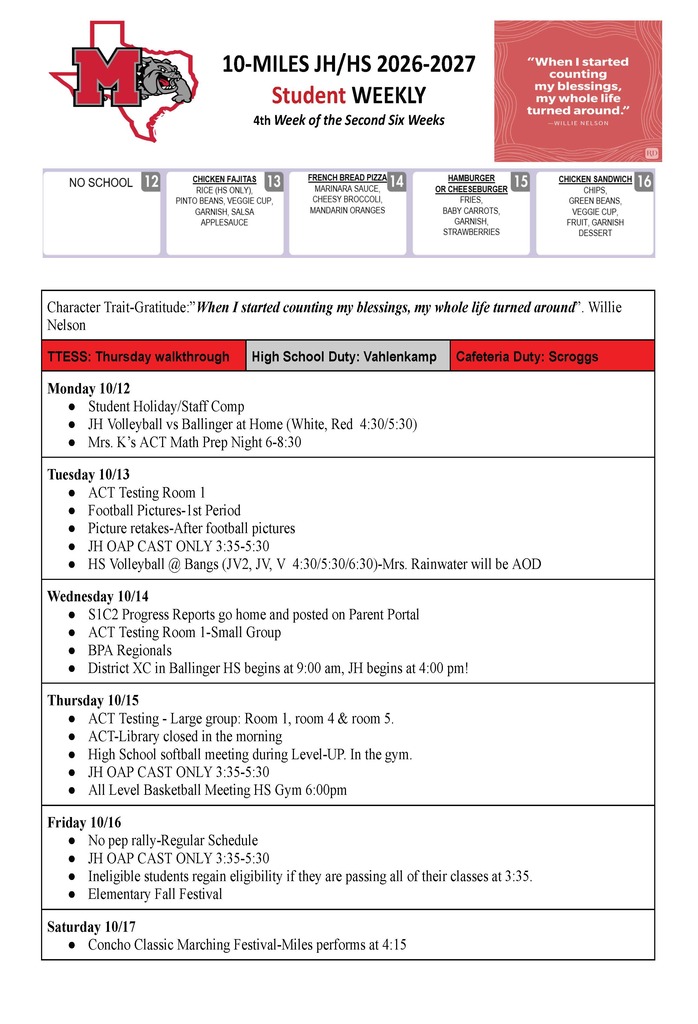 Secondary Student Weekly-10
