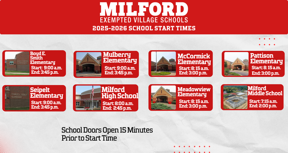 2025-2026 School Start Times