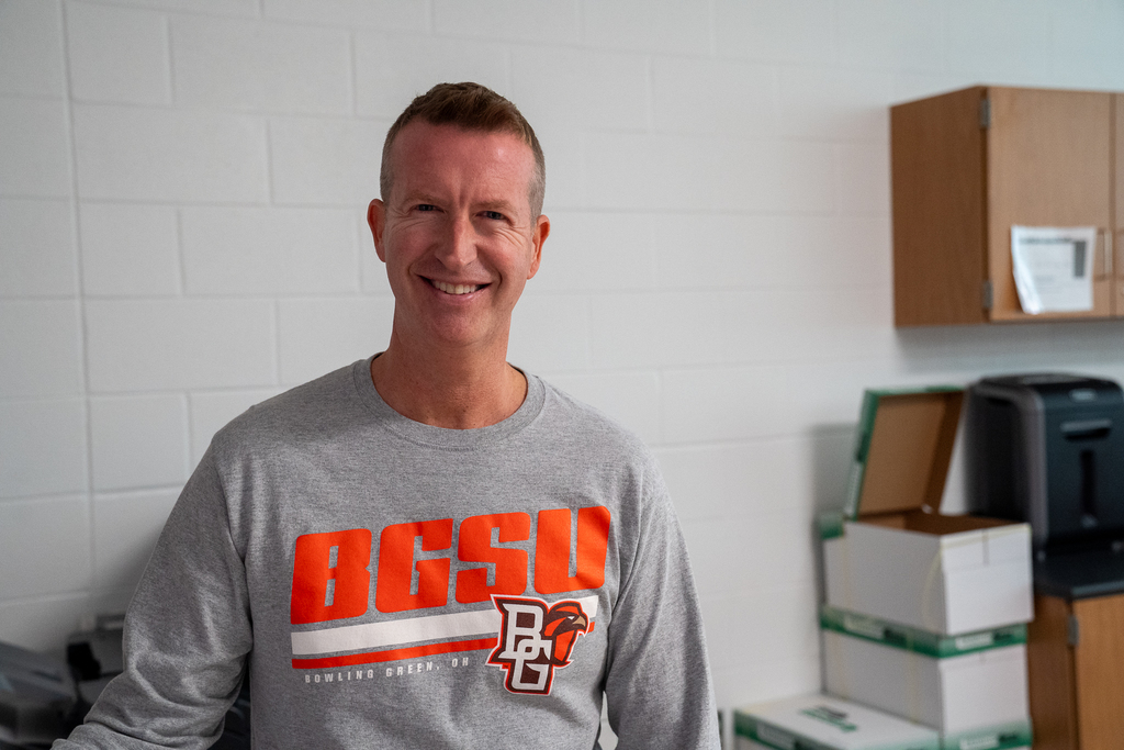 Man smiling wearing a BGSU sweatshirt