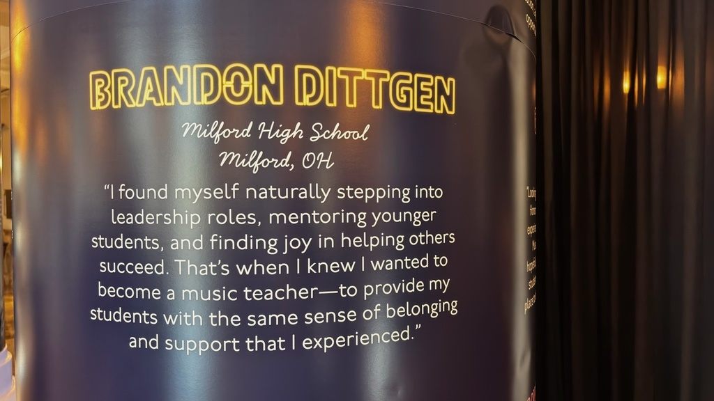 a piece of paper that reads "Brandon dittgen" Milford High School Milford, OH 